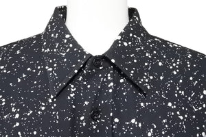 極美品 SAINT LAURENT サンローラン 長袖シャツ 395263 スプラッターシャツ ブラックレーヨン サイズ40 中古 49594 