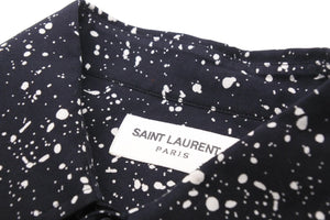 極美品 SAINT LAURENT サンローラン 長袖シャツ 395263 スプラッターシャツ ブラックレーヨン サイズ40 中古 49594 