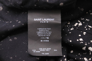 極美品 SAINT LAURENT サンローラン 長袖シャツ 395263 スプラッターシャツ ブラックレーヨン サイズ40 中古 49594 