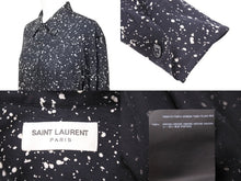 画像をギャラリービューアに読み込む, 極美品 SAINT LAURENT サンローラン 長袖シャツ 395263 スプラッターシャツ ブラックレーヨン サイズ40 中古 49594 