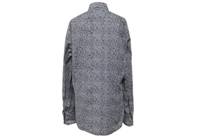 LANVIN ランバン 長袖シャツ トップス ゼブラ柄 レオパード コットン ブラック ホワイト サイズ40 美品 中古 49596
