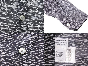 LANVIN ランバン 長袖シャツ トップス ゼブラ柄 レオパード コットン ブラック ホワイト サイズ40 美品 中古 49596