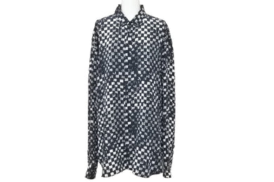 極美品 SAINT LAURENT サンローラン 長袖シャツ ブロックチェック 501978 シルク ブラック サイズ40 中古 49597 
