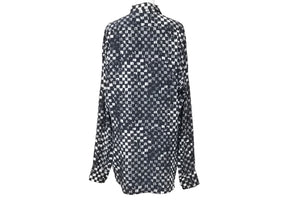 極美品 SAINT LAURENT サンローラン 長袖シャツ ブロックチェック 501978 シルク ブラック サイズ40 中古 49597 