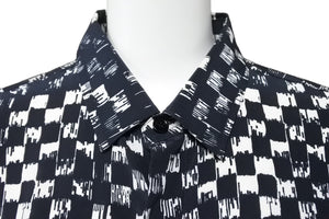 極美品 SAINT LAURENT サンローラン 長袖シャツ ブロックチェック 501978 シルク ブラック サイズ40 中古 49597 