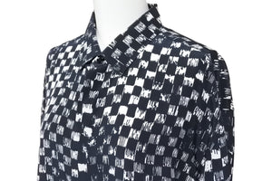 極美品 SAINT LAURENT サンローラン 長袖シャツ ブロックチェック 501978 シルク ブラック サイズ40 中古 49597 