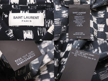 画像をギャラリービューアに読み込む, 極美品 SAINT LAURENT サンローラン 長袖シャツ ブロックチェック 501978 シルク ブラック サイズ40 中古 49597 
