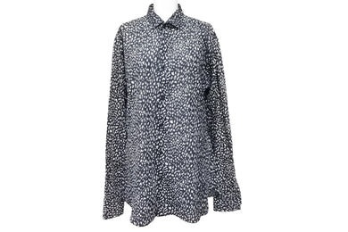 SaintLaurent サンローラン 長袖シャツ 星柄 UP53 2013 00735 イタリア製 コットン ネイビー ホワイト サイズ40 美品 中古 49602 
