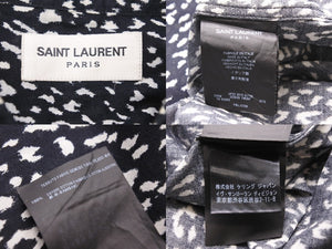 SaintLaurent サンローラン 長袖シャツ 星柄 UP53 2013 00735 イタリア製 コットン ネイビー ホワイト サイズ40 美品 中古 49602 