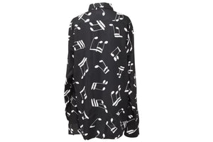 SAINTLAURENT サンローラン 長袖シャツ 音符 UP53201600297 イタリア製ビスコース ブラック ホワイト サイズ40 美品 中古 49616 