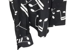 SAINTLAURENT サンローラン 長袖シャツ 音符 UP53201600297 イタリア製ビスコース ブラック ホワイト サイズ40 美品 中古 49616 