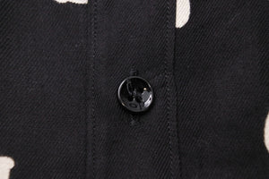 SAINTLAURENT サンローラン 長袖シャツ 音符 UP53201600297 イタリア製ビスコース ブラック ホワイト サイズ40 美品 中古 49616 