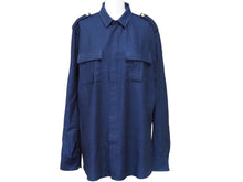 Load image into Gallery viewer, BALMAIN バルマン 長袖シャツ W6HT113D556 メンズ ネイビー コットン ウール サイズ40 美品 中古 49624