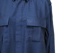 BALMAIN バルマン 長袖シャツ W6HT113D556 メンズ ネイビー コットン ウール サイズ40 美品 中古 49624