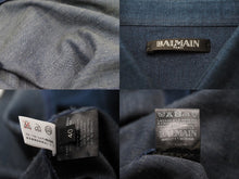 Load image into Gallery viewer, BALMAIN バルマン 長袖シャツ W6HT113D556 メンズ ネイビー コットン ウール サイズ40 美品 中古 49624