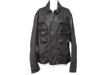NEIL BARRETT ニールバレット レザージャケット ブラック シワ加工 サイズM メンズウェア 美品 中古 49631