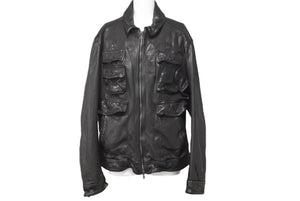 NEIL BARRETT ニールバレット レザージャケット ブラック シワ加工 サイズM メンズウェア 美品 中古 49631