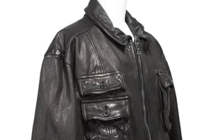 NEIL BARRETT ニールバレット レザージャケット ブラック シワ加工 サイズM メンズウェア 美品 中古 49631
