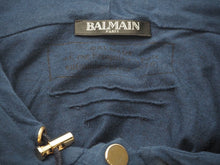 Load image into Gallery viewer, BALMAIN バルマン 長袖Ｔシャツ フード付き W6HJ624D549 ネイビー コットン カシミヤ サイズL 美品 中古 49639
