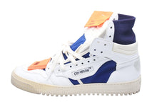 画像をギャラリービューアに読み込む, OFF-WHITE オフホワイト ハイカットスニーカー コットン牛革 ホワイト ネイビー 45 メンズ 美品 中古 49657 