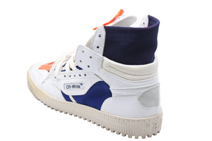 OFF-WHITE オフホワイト ハイカットスニーカー コットン牛革 ホワイト ネイビー 45 メンズ 美品 中古 49657 