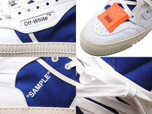 画像をギャラリービューアに読み込む, OFF-WHITE オフホワイト ハイカットスニーカー コットン牛革 ホワイト ネイビー 45 メンズ 美品 中古 49657 