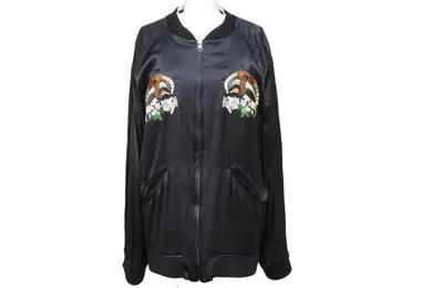 CHRISTIAN DADA クリスチャンダダ ジャケット リバーシブル シルク アクリル ウール ブラック オレンジ シルバー 50 美品 中古49669