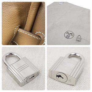 超レア色 新品同様 HERMES エルメス オータクロア50 トワル ゴールド シルバー金具 Y刻印 中古 49672