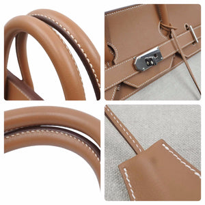 超レア色 新品同様 HERMES エルメス オータクロア50 トワル ゴールド シルバー金具 Y刻印 中古 49672