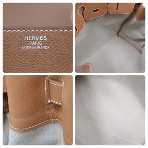 超レア色 新品同様 HERMES エルメス オータクロア50 トワル ゴールド シルバー金具 Y刻印 中古 49672