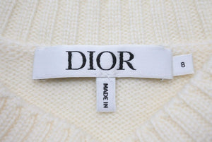 未使用品 Dior ディオール ニットベスト ノースリーブ ラインストーン 刺繍 オフホワイト ネイビー 3SBM14PUL9_Y013 サイズ8 中古 49675