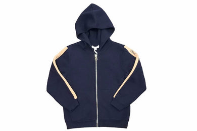 Chloe クロエ パーカー スウェット ロゴ ネイビー サイズ6 ゴールド金具 タグ付き CA42203 美品 中古 49676