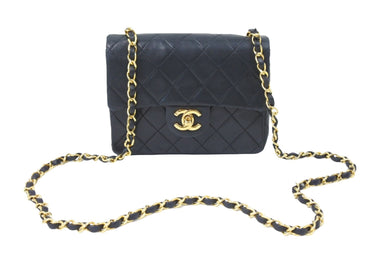 CHANEL シャネル ミニマトラッセ ショルダーバッグ 1番台 ココマーク ラムスキン ブラック ゴールド 美品 中古 49705