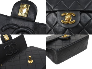 CHANEL シャネル ミニマトラッセ ショルダーバッグ 1番台 ココマーク ラムスキン ブラック ゴールド 美品 中古 49705