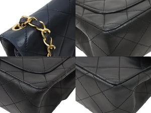 CHANEL シャネル ミニマトラッセ ショルダーバッグ 1番台 ココマーク ラムスキン ブラック ゴールド 美品 中古 49705