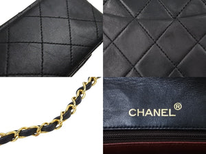 CHANEL シャネル ミニマトラッセ ショルダーバッグ 1番台 ココマーク ラムスキン ブラック ゴールド 美品 中古 49705