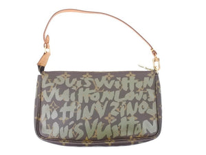 LOUIS VUITTON ルイヴィトン ポシェットアクセソワールモノグラムグラフィティ M92191 ハンドバッグ カーキ 美品 中古 49708