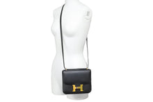 Load image into Gallery viewer, 極美品 HERMES エルメス ショルダーバッグ ミニ コンスタンス3 ブラック RG金具 エバーカラー A刻印 中古 49709