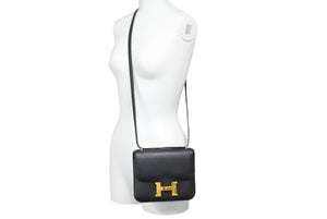 極美品 HERMES エルメス ショルダーバッグ ミニ コンスタンス3 ブラック RG金具 エバーカラー A刻印 中古 49709