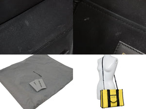 BALENCIAGA バレンシアガ トートバッグ ショルダーバッグ ハードウェア キャンバス イエロー ブラック シルバー金具 美品 中古49716