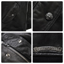 Load image into Gallery viewer, CHROMEHEARTS クロムハーツ レザージャケット 2225-304-6214 クロスボタン ダガージップ 羊革 ブラック XL 美品 中古 49720