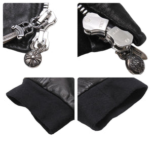 CHROMEHEARTS クロムハーツ レザージャケット 2225-304-6214 クロスボタン ダガージップ 羊革 ブラック XL 美品 中古 49720