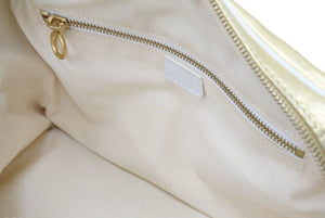 CELINE セリーヌ ハンドバッグ マカダム ゴールド ホワイト 2004年 アテネオリンピック 限定 レザー 鞄 ロゴ 中古 49758