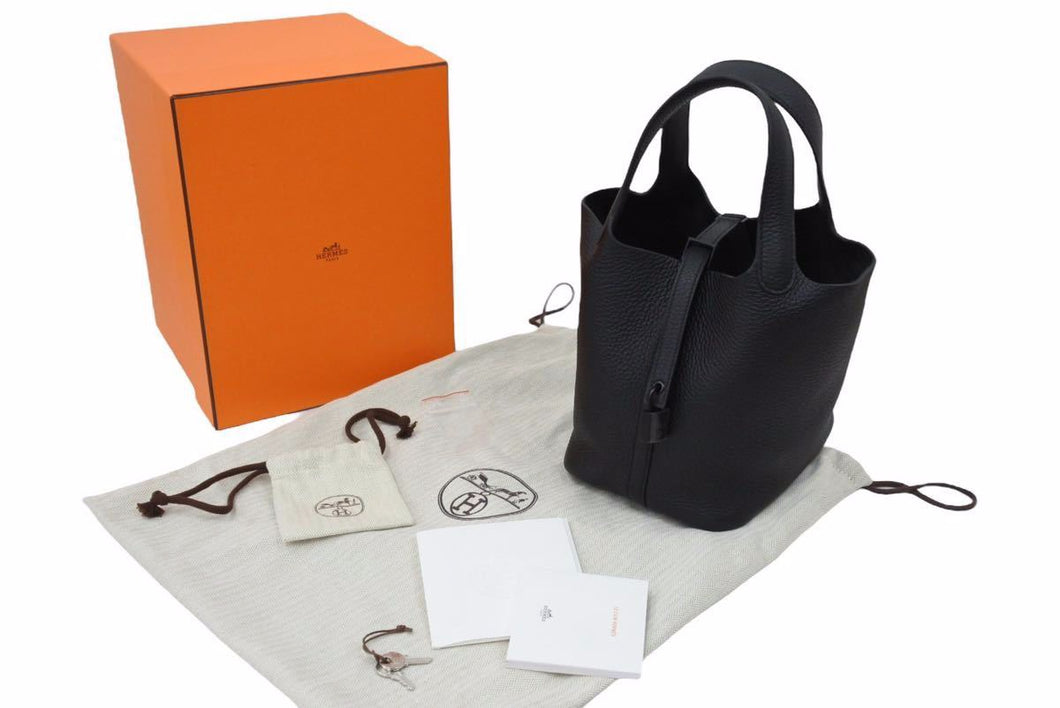 新品未使用 エルメス ピコタンロックPM U刻印 18 トリヨンクレマンス ソーブラック ハンドバッグ 中古 49759