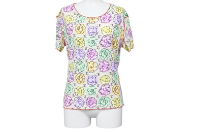 極美品 CHANEL シャネル 半袖Ｔシャツ 花柄 ココマーク P11246V06748 ナイロン スパンデックス ホワイト マルチカラー 40 中古49774