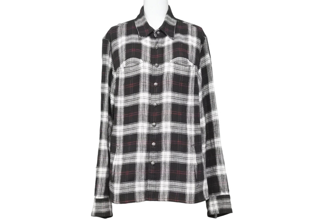 CHROME HEARTS クロムハーツ 長袖シャツ work dog チェック ブラック ホワイト レッド サイズS 美品 中古 49786