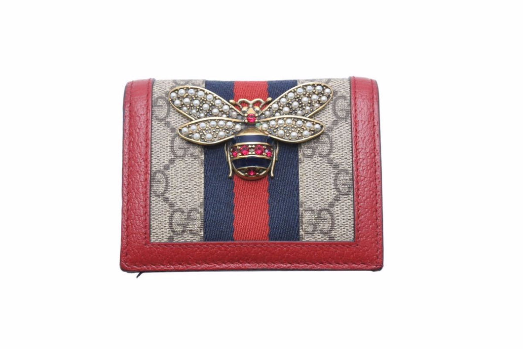 GUCCI グッチ 二つ折り財布 クイーン マーガレット ビー コンパクトウォレット 赤 476072 美品 中古 49857