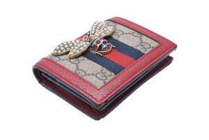 GUCCI グッチ 二つ折り財布 クイーン マーガレット ビー コンパクトウォレット 赤 476072 美品 中古 49857