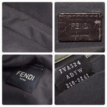 Load image into Gallery viewer, FENDI フェンディ フラットバケット ショルダーバッグ 斜めがけバッグ ミディアム 7VA524 レザー カーキ シルバー 美品 中古 49866