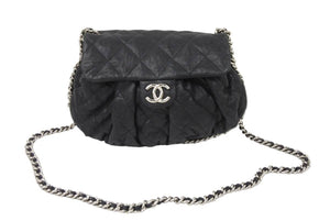 極美品 CHANEL シャネル マトラッセ チェーンアラウンド ショルダーバッグ 19番台 ラムスキン ブラック シルバー 中古 49892